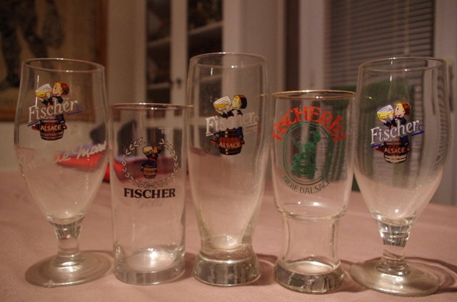 5 VERRES BIERE FISCHER 